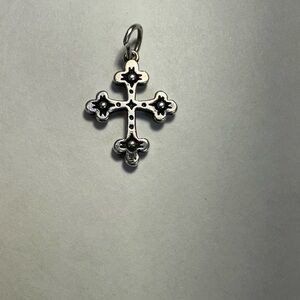 James Avery Retired Flower Blossom Cross Pendant Charm Sterling Silver